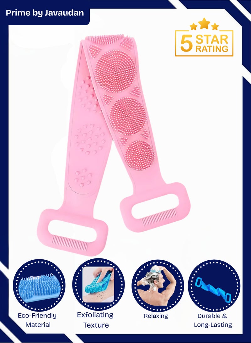 برايم بي جافاودان فرشاة تنظيف الظهر للاستحمام، فرشاة تنظيف الجسم، فرشاة ظهر من السيليكون، فرشاة تقشير الجسم طويلة للغاية مع مقبض، تنظيف عميق وتنشيط البشرة، للرجال والنساء - Image 1