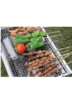 Cady One Stainless Steel Portable Travel Folding Barbecue BBQ Charcoal Grill with Legs - Silver Chrome, Lightweight, Foldable - for Camping, Picnic, Outdoor  - Image 4