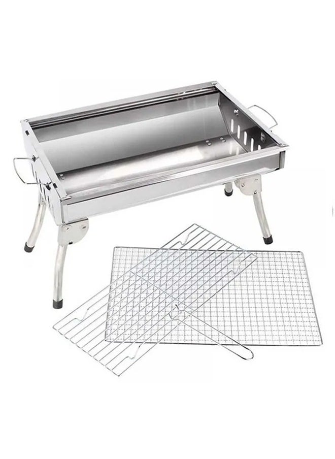 Stainless Steel Portable Travel Folding Barbecue BBQ Charcoal Grill with Legs - Silver Chrome, Lightweight, Foldable - for Camping, Picnic, Outdoor - pzsku/Z1C55CD153DD01E540B2DZ/45/_/1706549065/e02a496d-02a7-4a79-b9fe-6faa569831f4