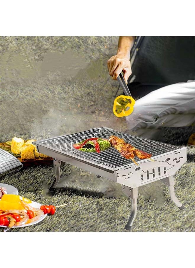 Stainless Steel Portable Travel Folding Barbecue BBQ Charcoal Grill with Legs - Silver Chrome, Lightweight, Foldable - for Camping, Picnic, Outdoor - pzsku/Z1C55CD153DD01E540B2DZ/45/_/1706549066/31dadab4-81ec-46aa-bbcc-5d939c91fd25