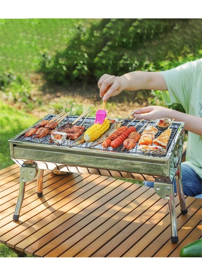 Stainless Steel Portable Travel Folding Barbecue BBQ Charcoal Grill with Legs - Silver Chrome, Lightweight, Foldable - for Camping, Picnic, Outdoor - pzsku/Z1C55CD153DD01E540B2DZ/45/_/1706549701/19f78877-33f1-4da5-b2f0-da276d7df1fa