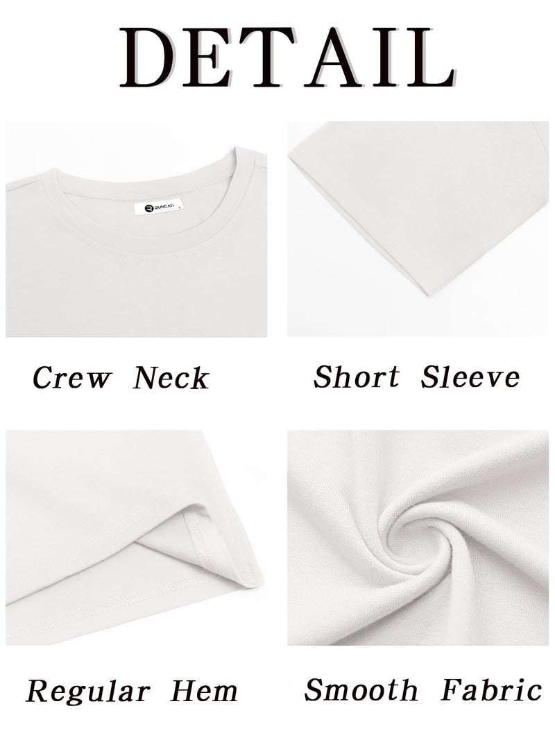 Runcati Mens Casual T-Shirts Short Sleeve Lightweight Oversized Summer Cotton Tee Beach Crew Neck Tops White - Image 5