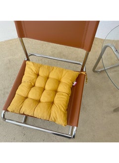 Chair Pads Seat Cushion with Ties，Thickened Square Soft Fluffy Cushion Backrest Pillow Cushion，Washable，Tatami Mat，Sofa Chair Cushion, Car Seat Cushion，Suitable for Indoor, Outdoor, Garden, Terrace, Kitchen, Office Chairs in Restaurants，Yellow
