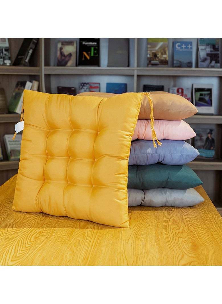 Generic - Chair Pads Seat Cushion with Ties，Thickened Square Soft Fluffy Cushion Backrest Pillow Cushion，Washable，Tatami Mat，Sofa Chair Cushion, Car Seat Cushion，Suitable for Indoor, Outdoor, Garden, Terrace, Kitchen, Office Chairs in Restaurants，Yellow - Image 1