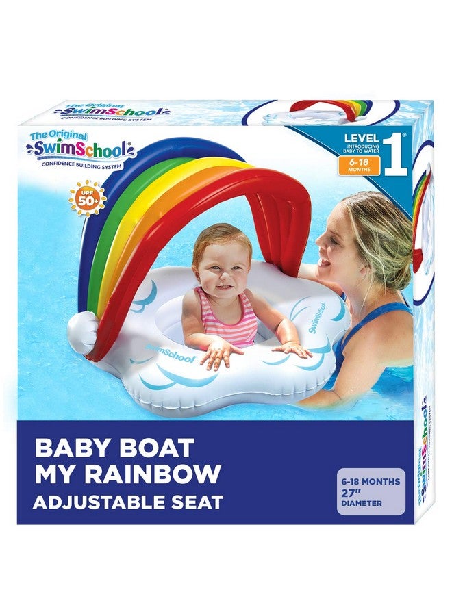 SwimSchool Rainbow Baby’S First Pool Float 6 18 Months Novelty Baby Boat With Adjustable Seat Rainbow - Image 1