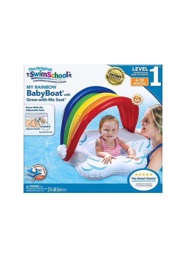 SwimSchool Rainbow Baby’S First Pool Float 6 18 Months Novelty Baby Boat With Adjustable Seat Rainbow - Image 5