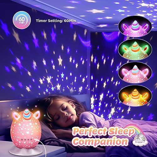 STRAWBETTER Unicorn Night Light Kids Toys 3 in 1 Unicorns & Starry Sky & Sea World Nights Lights Projector for 3 4 5 6 7 8 9 10 11 12 Year Old Girls, Christmas Birthday Gifts for Kids 3-12 Night Lamp for Bedroom - Image 3