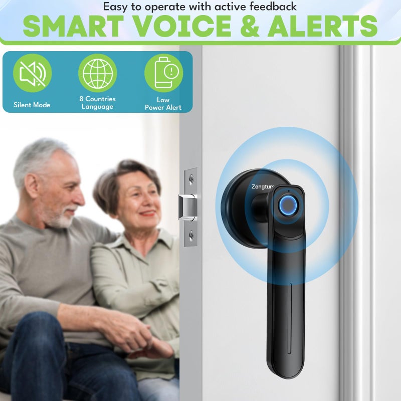 Zengtumy Fingerprint Door Lock, Door Locks for Bedrooms, Keyless Entry Door Lock with Fingerprint/Key-Smart Door Lock for Home, Hotel, Office, Apartment-Black - Image 4