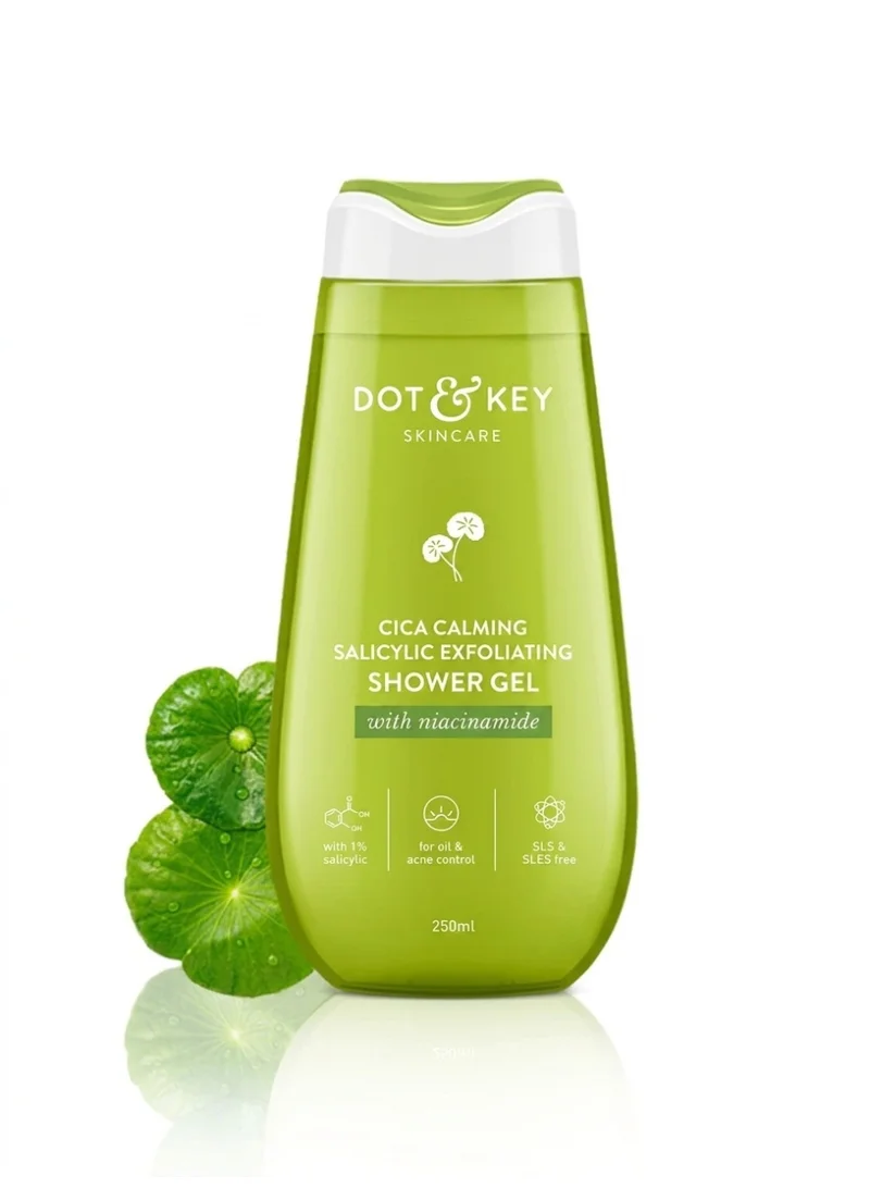 Dot & Key Dot & Key Cica & 1% Salicylic Daily Exfoliating Shower Gel | Niacinamide Infused | Body Wash for Oil & Acne Control | Reduces Body Acne & Smoothes Irritation | Clean, Acne Free Skin | 250ml