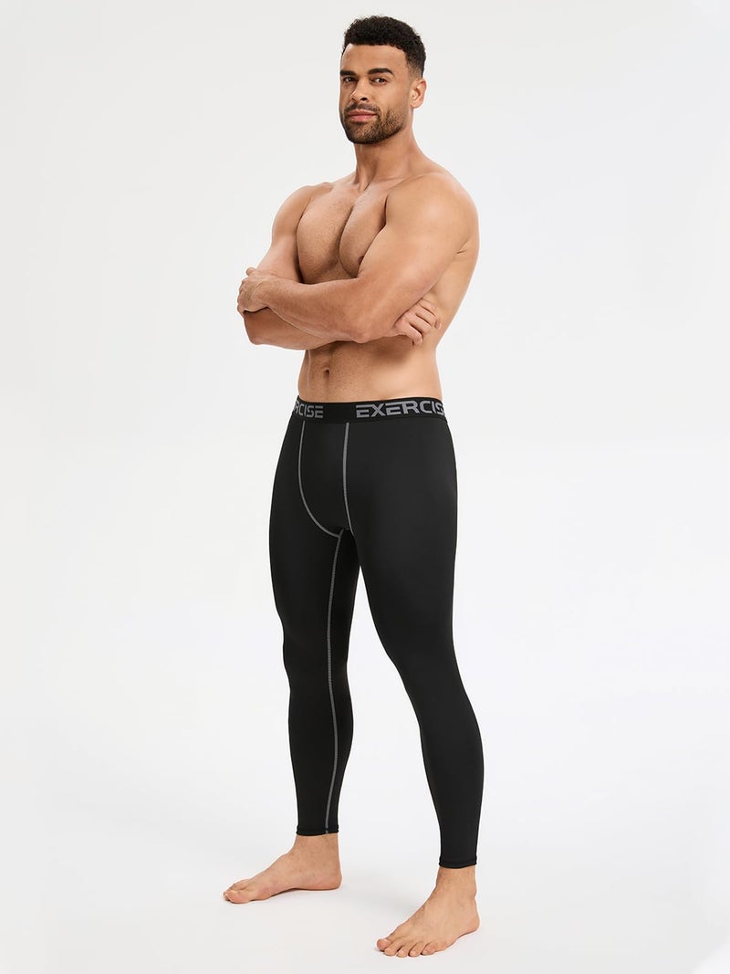 Celfaeree 4 Packs Thermal Underwear for Men Long Johns for Men Thermal Base Layer Mens Fleece Lined Compression Pants Black/Dark Gray/Black/Gray XL - Image 2