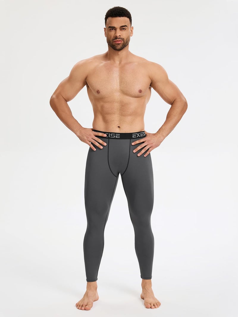 Celfaeree 4 Packs Thermal Underwear for Men Long Johns for Men Thermal Base Layer Mens Fleece Lined Compression Pants Black/Dark Gray/Black/Gray XL - Image 3