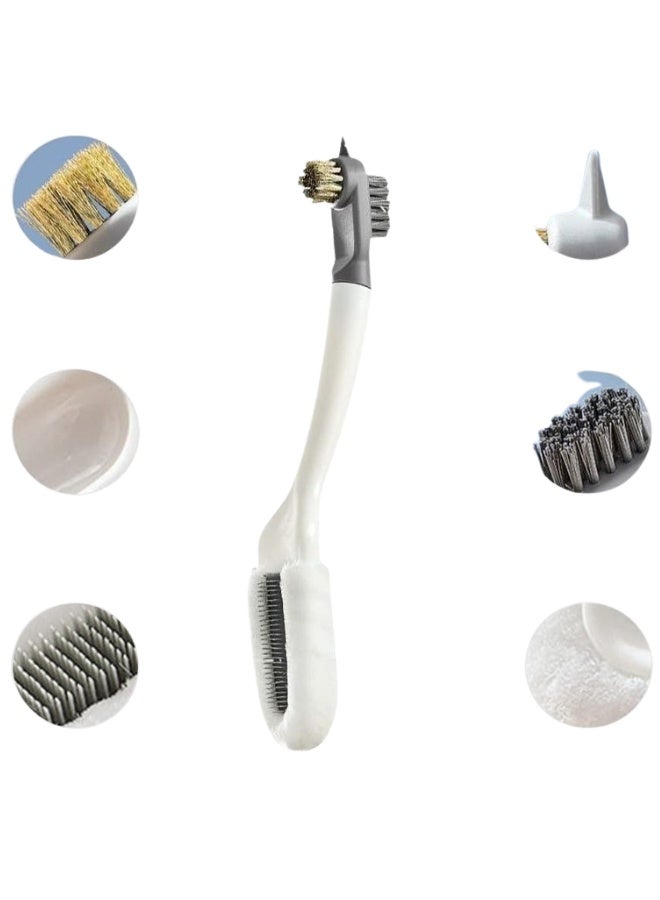 فرشاة تنظيف أحذية مزدوجة الأطراف - شعيرات من الألياف الدقيقة والسيليكون والفولاذ الصلب - مقبض مريح لتنظيف عميق للأحذية الرياضية والجلدية والقماشية والبيضاء - قابلة للفصل وسهلة التخزين - Image 1