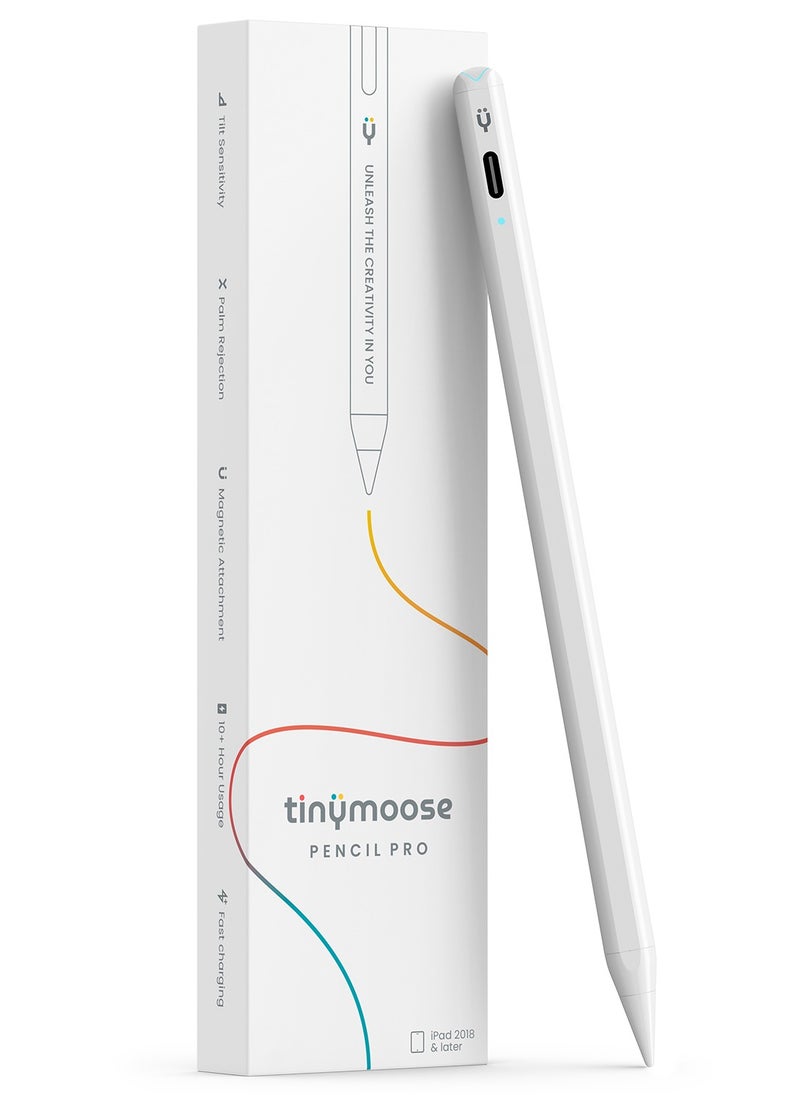 TinyMoose Active Digital Stylus iPad Pen Pencil Pro with Fast Charging For Apple iPad 2018 and Later White  - Image 1