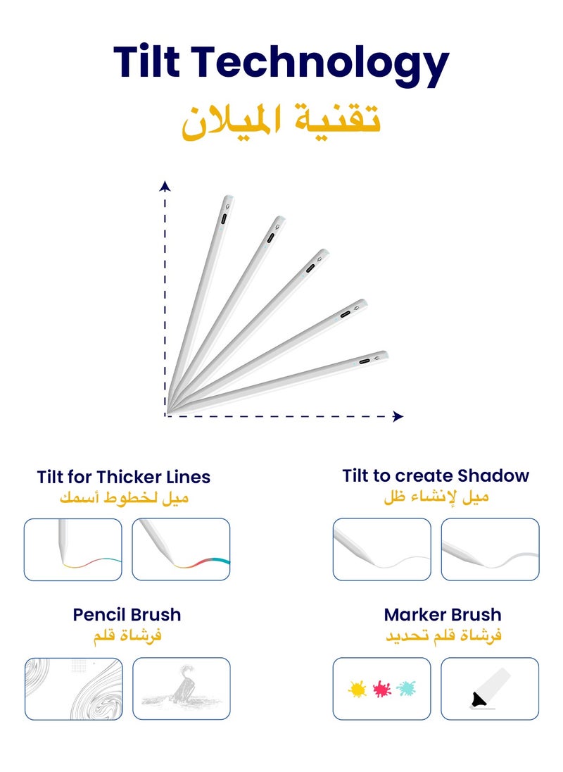 TinyMoose Active Digital Stylus iPad Pen Pencil Pro with Fast Charging For Apple iPad 2018 and Later White  - Image 5