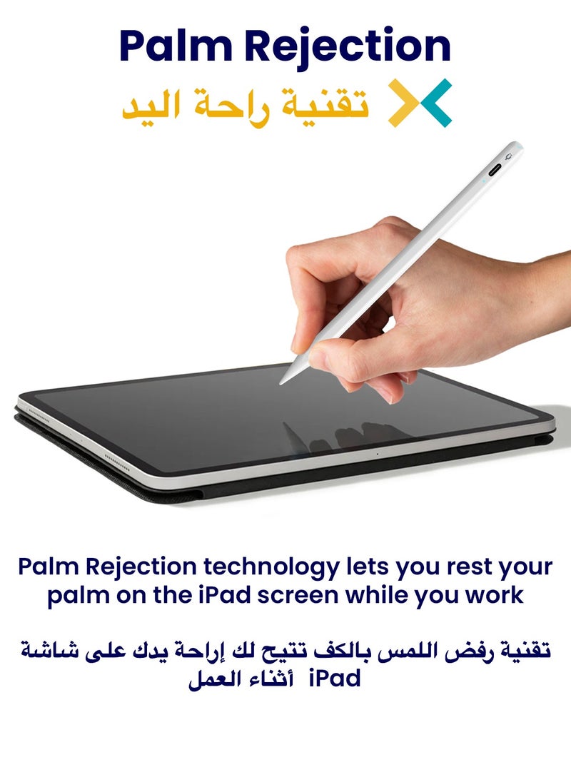 TinyMoose - Active Digital Stylus iPad Pen Pencil Pro with Fast Charging For Apple iPad 2018 and Later White - Image 1