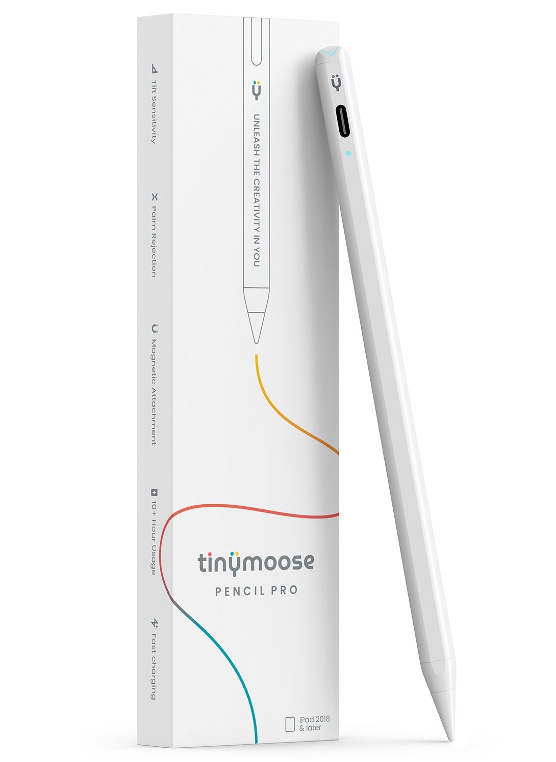 TinyMoose Active Digital Stylus iPad Pen Pencil Pro with Fast Charging For Apple iPad 2018 and Later White 