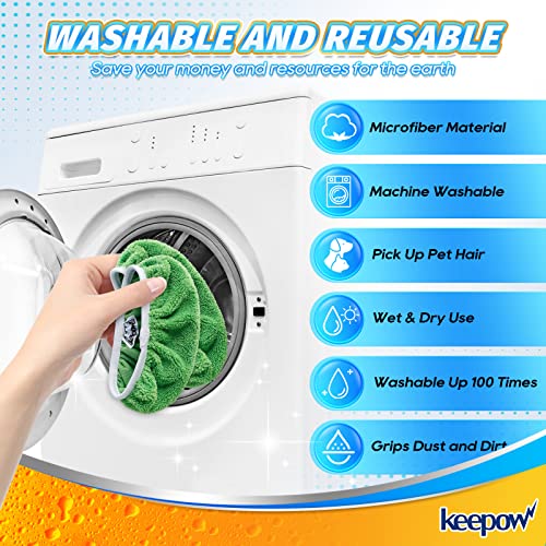 KEEPOW وسادات مبللة قابلة لإعادة الاستخدام متوافقة مع ممسحة سوفر، قماش للتنظيف الجاف، قماش مبلل من الألياف الدقيقة لتنظيف الأرضيات الخشبية، عبوة 4 (الممسحة غير مدرجة) - Image 5