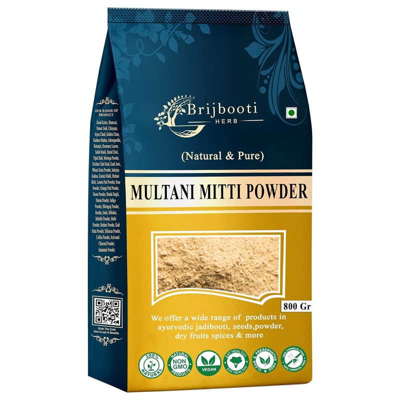 BrijBooti Organic Multani Mitti Powder 800 Grams For Face Pack Skin and Hair Fullers Earth Bentonite Powder - Image 1