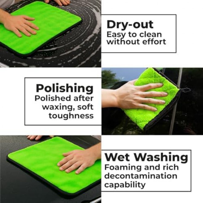 MAXOSHINE قطعة قماش مايكروفايبر من ماكسوشين 1200 GSM لتنظيف السيارات | حلقة ملتوية مزدوجة الجوانب من الوبر الناعم الخالي من الوبر السميك السحري لتنظيف وتجفيف السيارات | إكسسوارات تنظيف السيارات (40×40 سم) - Image 5