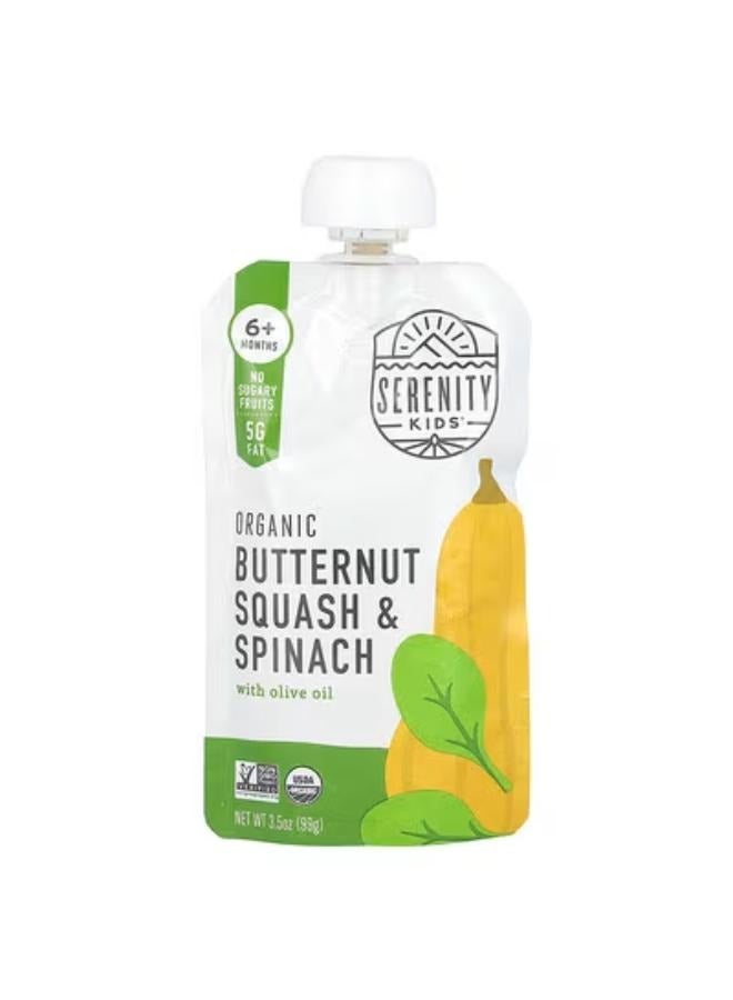 SERENITY KIDS Organic Butternut Squash & Spinach with Olive Oil, 6+ Months, 3.5 oz (99 g)