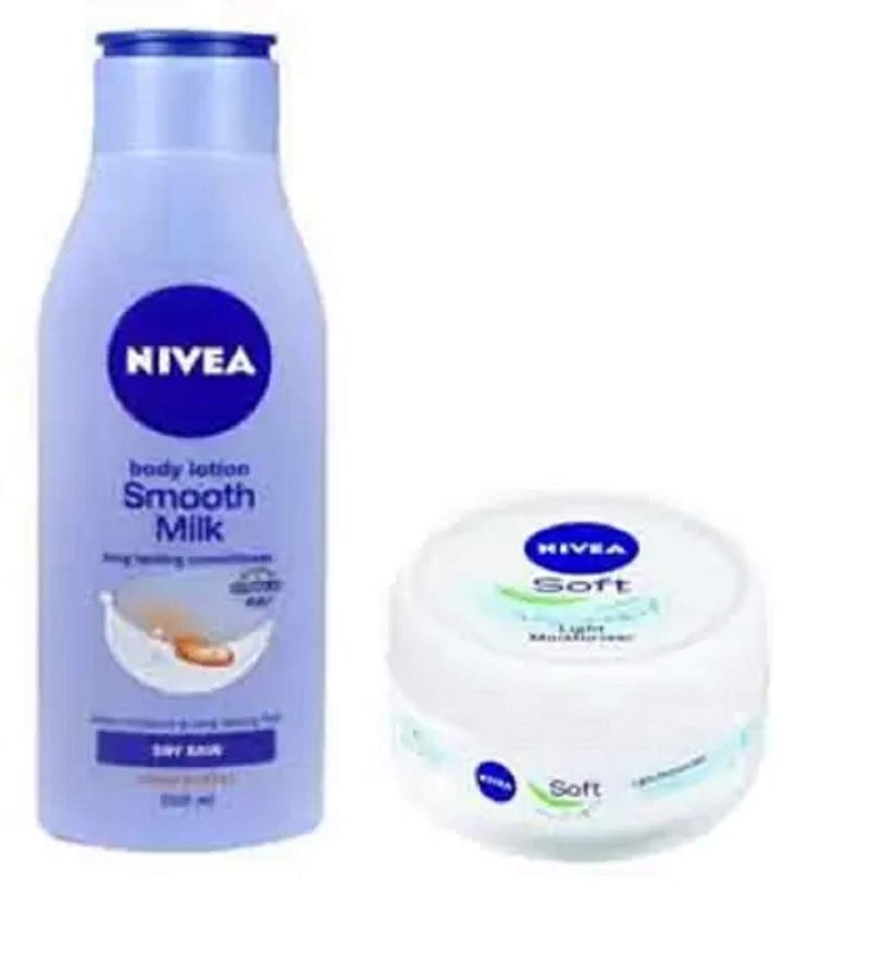 Nivea نيفيا كريم مرطب خفيف 100 مل + لوشن الجسم بالحليب الناعم 200 مل