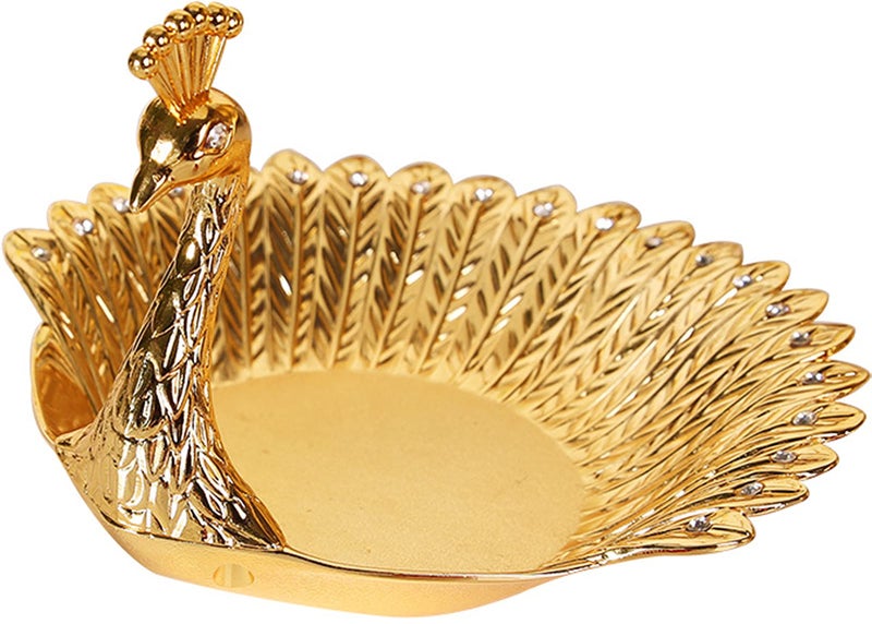 Nerien Nerien Metal Candy Dish Golden Peacock Shape Fruits Serving Tray Cookie Storage Bowl Party Snacks Plate Wedding Home Buffet Hotel Bar Desk Decorations Peacock 