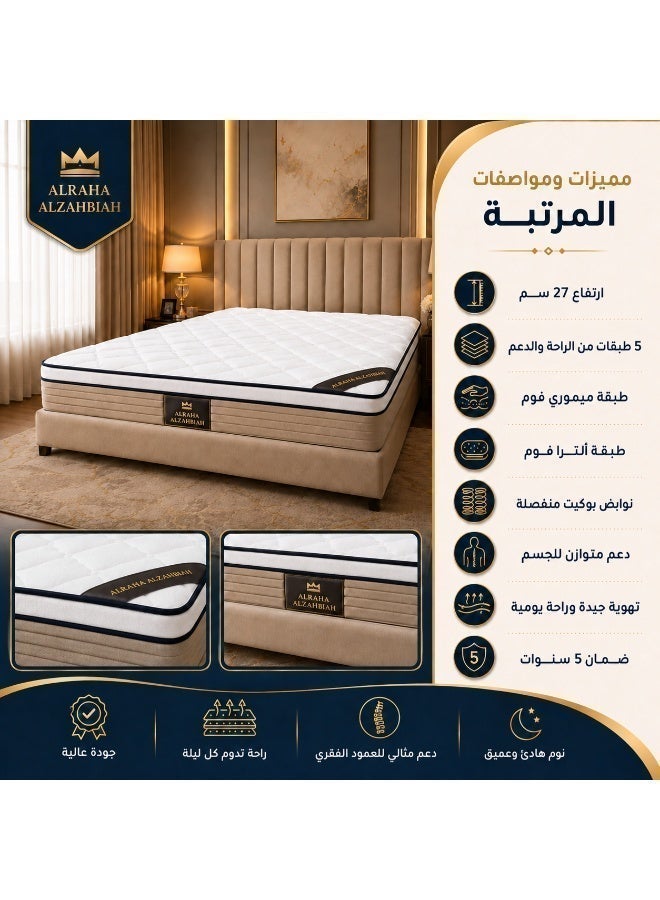 GOLDEN REST import TESL with topper Luxury 27 cm Ultra Foam Mattress with Independent Pocket Springs – Comfortable Support & 5-Year Warranty - Image 3