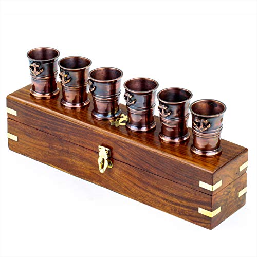 Nagina International 06 Shot Glasses With Rosewood Box - Image 1