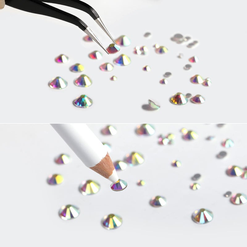 Beadsland Rhinestones for Makeup,8 Sizes 2500pcs Crystal AB Flatback Rhinestones Eye Gems for Nails Crafts with Tweezers and Wax Pencil,Crystal AB,SS4-SS30 - Image 5