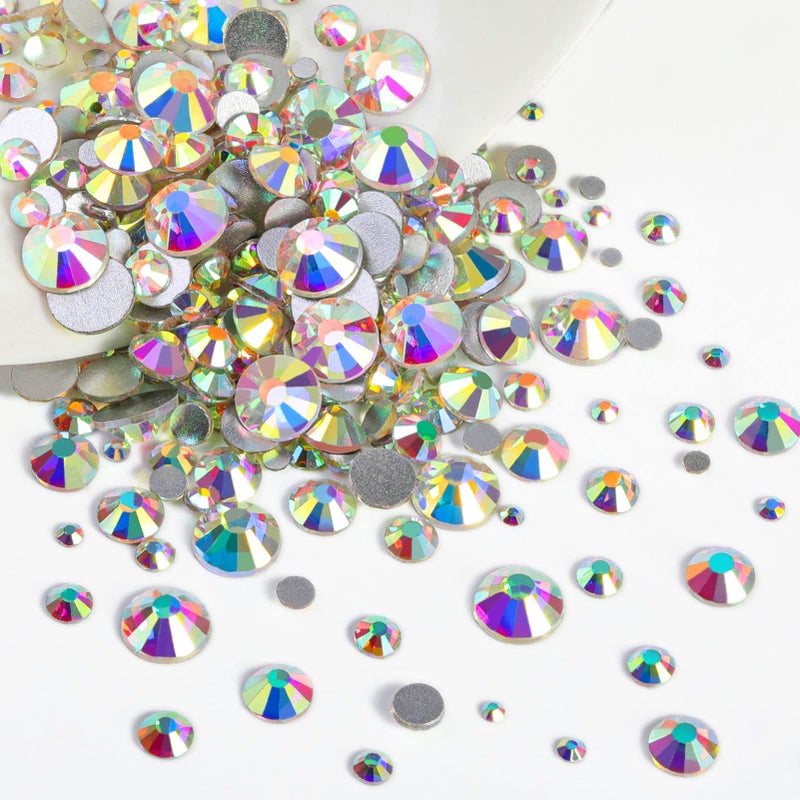 Beadsland Rhinestones for Makeup,8 Sizes 2500pcs Crystal AB Flatback Rhinestones Eye Gems for Nails Crafts with Tweezers and Wax Pencil,Crystal AB,SS4-SS30 - Image 3