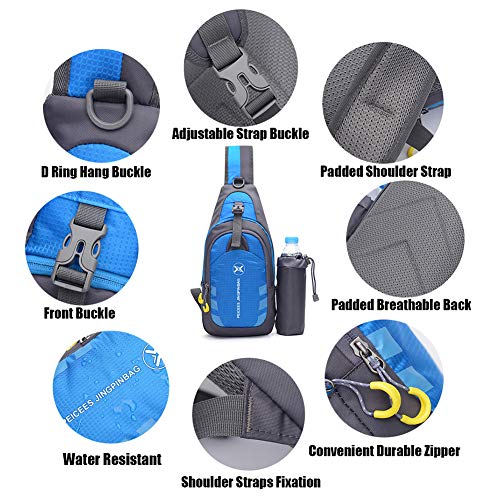 Peicees Chest Crossbody Sling Backpack Bag Travel Bike Gym Daypack for Women Men - Image 2
