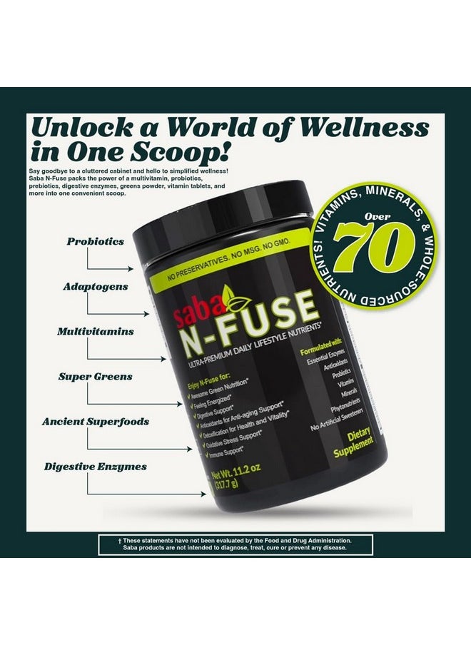 Saba Kombucha Saba N-Fuse: Super Greens for Immune Support, Digestion, & Energy (30 Servings)  - Image 2