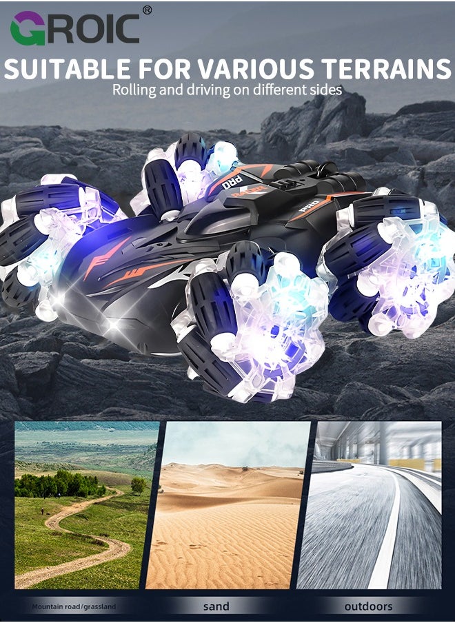 GROIC - RC Stunt Car, 2.4GHz 4WD Remote Control Toy Cars, Double Sided Rotating Off Road Vehicle 360° Flips with Lights Music, RC Stunt Car Toys 2.4Ghz & Controlled Remote Control Twist Cars - Image 1