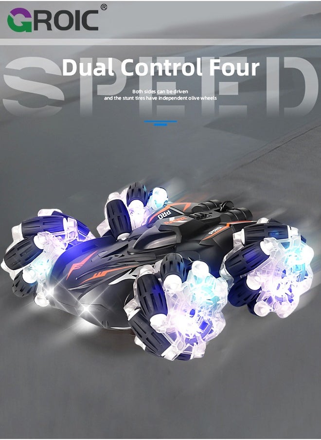 GROIC RC Stunt Car, 2.4GHz 4WD Remote Control Toy Cars, Double Sided Rotating Off Road Vehicle 360° Flips with Lights Music, RC Stunt Car Toys 2.4Ghz & Controlled Remote Control Twist Cars  - Image 2