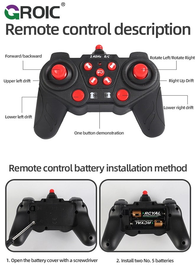 GROIC - RC Stunt Car, 2.4GHz 4WD Remote Control Toy Cars, Double Sided Rotating Off Road Vehicle 360° Flips with Lights Music, RC Stunt Car Toys 2.4Ghz & Controlled Remote Control Twist Cars - Image 1