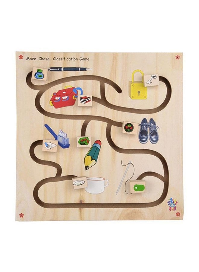 Skillofun MDF Maze Chase - Classification Game Learning Toy | Early Educational Toy for Kids (Multicolor, Age- 3+)