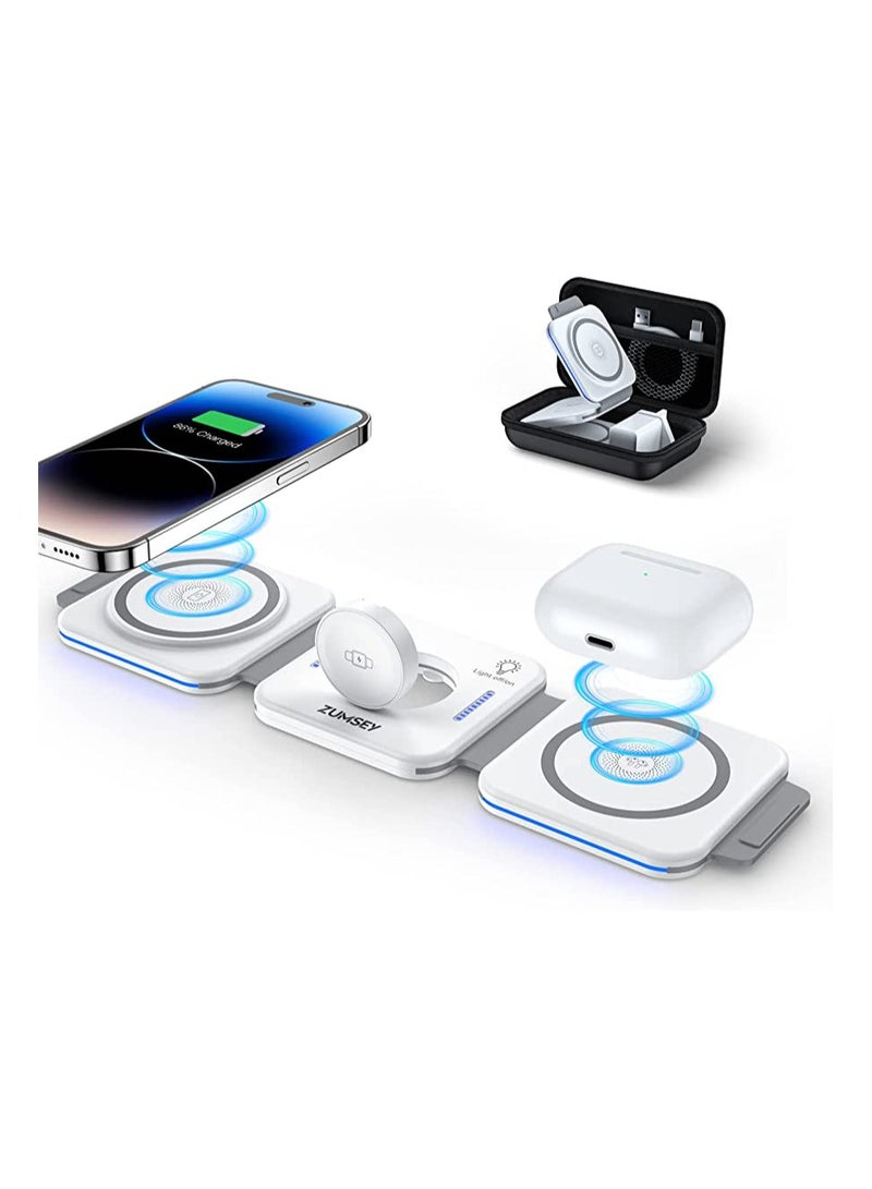 3 in 1 Wireless Charger Foldable Pad 18W Fast Magnetic All-in-One Travel Charging Station With Magsafe For iPhone  - Image 1