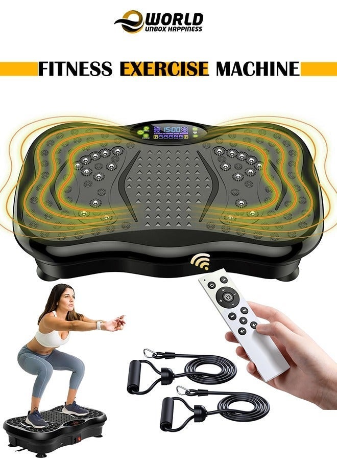 Vibration Plate Fitness Exercise Machine for Home Use with Bluetooth Speaker, 5 Programs, Resistance Bands, 150 kg Max Load
