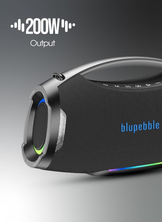 blupebble مكبر صوت بلوتوث محمول ThunderStorm 200W | صوت احترافي ضخم مع باس عميق | مقاوم للماء IPX5 | بطارية 12000mAh مع 6 ساعات تشغيل | اقتران مزدوج TWS | مكبر صوت للحفلات الخارجية اللاسلكية - Image 3