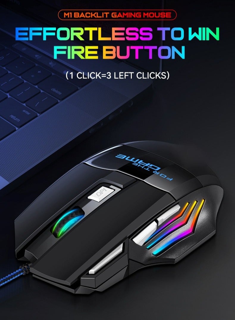 Wired optical gaming mouse, 7 programmable buttons, gaming mouse with Led color backlight, (black/blue), 17x9.5x5cm，3200DPI  - Image 5