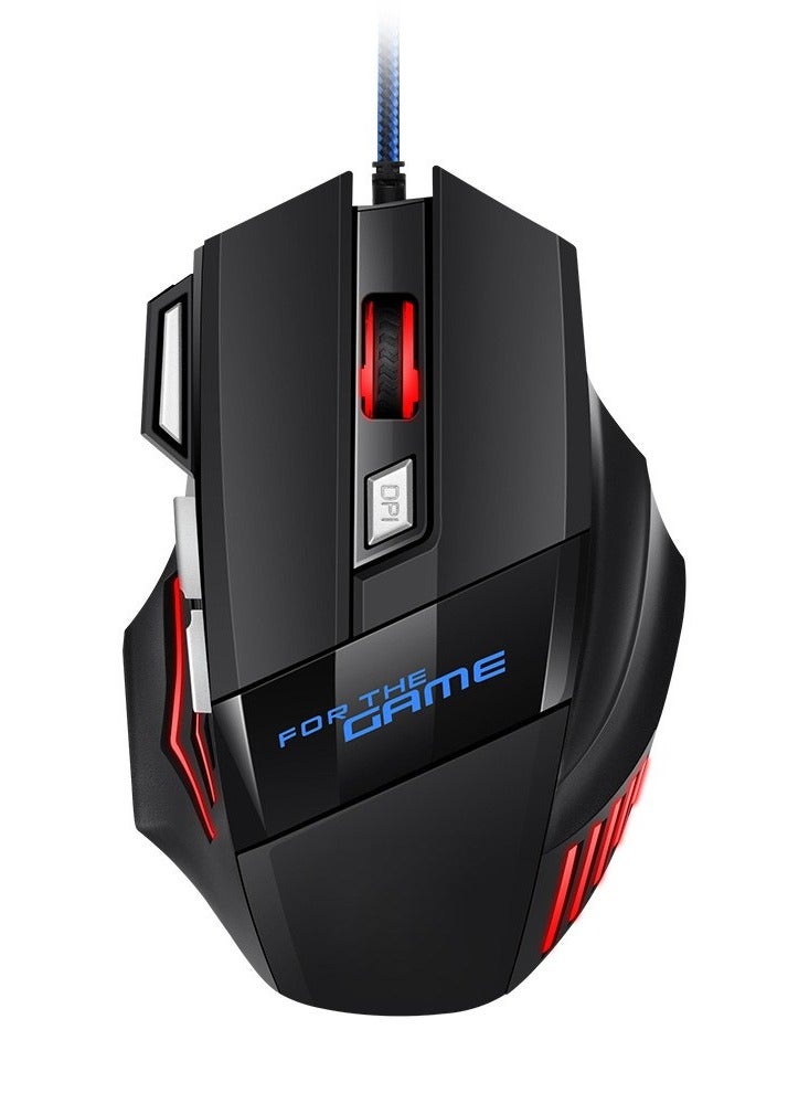 Wired optical gaming mouse, 7 programmable buttons, gaming mouse with Led color backlight, (black/blue), 17x9.5x5cm，3200DPI  - Image 1