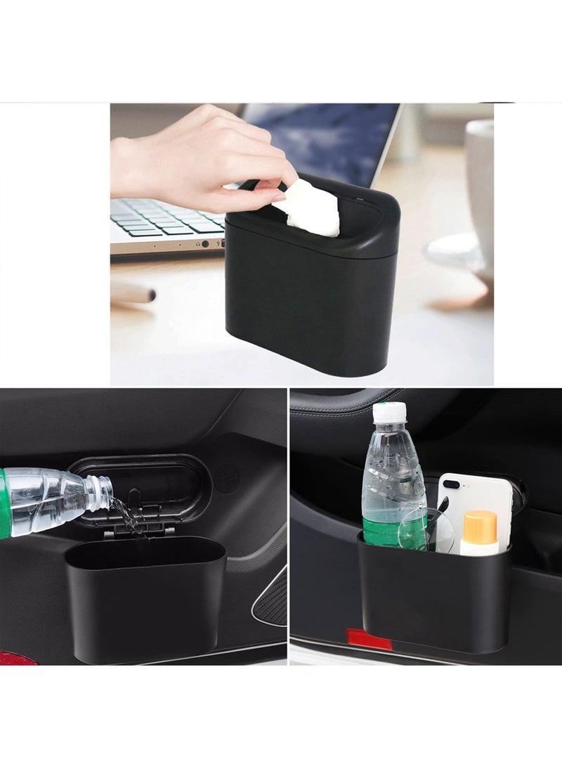 Car trash can with lid. 2 rolls plastic garbage bag 60 pieces car trash can, suitable for inside the car, home, office (black)  - Image 4