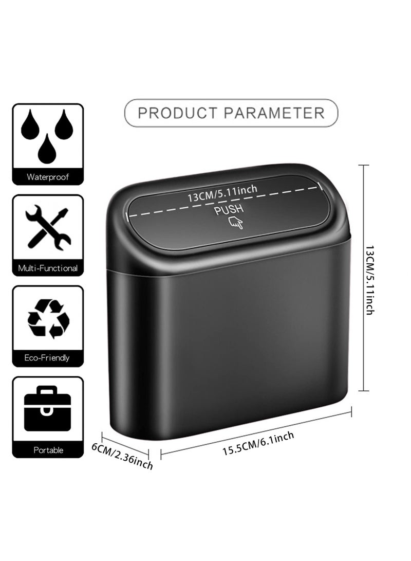 Car trash can with lid. 2 rolls plastic garbage bag 60 pieces car trash can, suitable for inside the car, home, office (black)  - Image 2