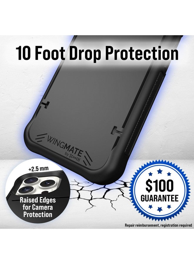 Scooch Scooch® for iPhone 16 Pro Case with Card Holder, Wingmate Wallet Case with Hidden Card Slot and RFID Protection for up to 4 Cards, 10-Foot Drop Protection, Black  - Image 4