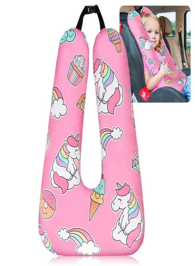 Barydat Car Pillow 28 x 18 Inch Car Travel Pillow Pink Unicorn U Shaped Neck Pillows Sleeping Reading Pillows for Long Distance Soft Washable Airplane Pillow for Adults Head and Body Support - Image 1