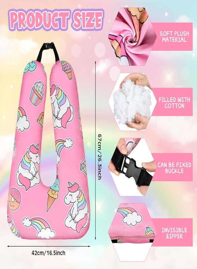 Barydat Car Pillow 28 x 18 Inch Car Travel Pillow Pink Unicorn U Shaped Neck Pillows Sleeping Reading Pillows for Long Distance Soft Washable Airplane Pillow for Adults Head and Body Support - Image 3
