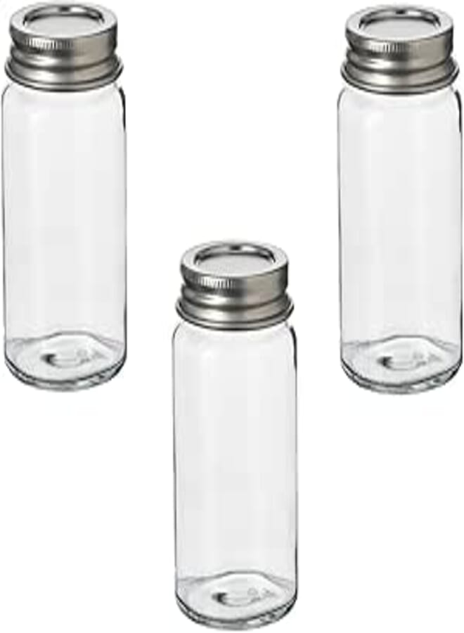 BS Case Ikeaa GULDFISK Glass Spice Jar with Stainless Steel Lid, 8 cm Height, 6 cl Capacity, Clear (pack of 3)