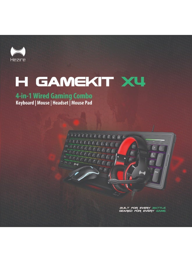 هيزاير هيزير H-GameKit X4 طقم ألعاب سلكي يضم كيبورد وماوس وسماعة وماوس باد بإضاءة RGB لأجهزة الكمبيوتر واللابتوب وPS4 وXbox - Image 2