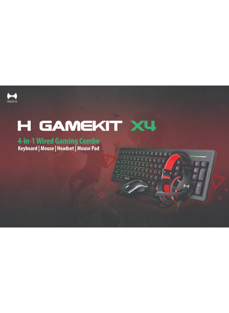 هيزاير هيزير H-GameKit X4 طقم ألعاب سلكي يضم كيبورد وماوس وسماعة وماوس باد بإضاءة RGB لأجهزة الكمبيوتر واللابتوب وPS4 وXbox - Image 3