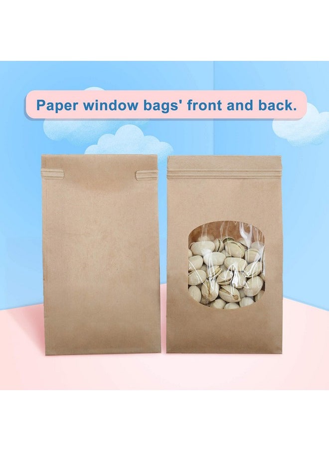 BagDream - Bakery Bags With Window 50Pcs 3.54X2.36X6.7 Inches Small Paper Bags Tin Tie Tab Lock Bags Brown Window Bags Coffee Bags Cookie Bags Treat Bags - Image 1